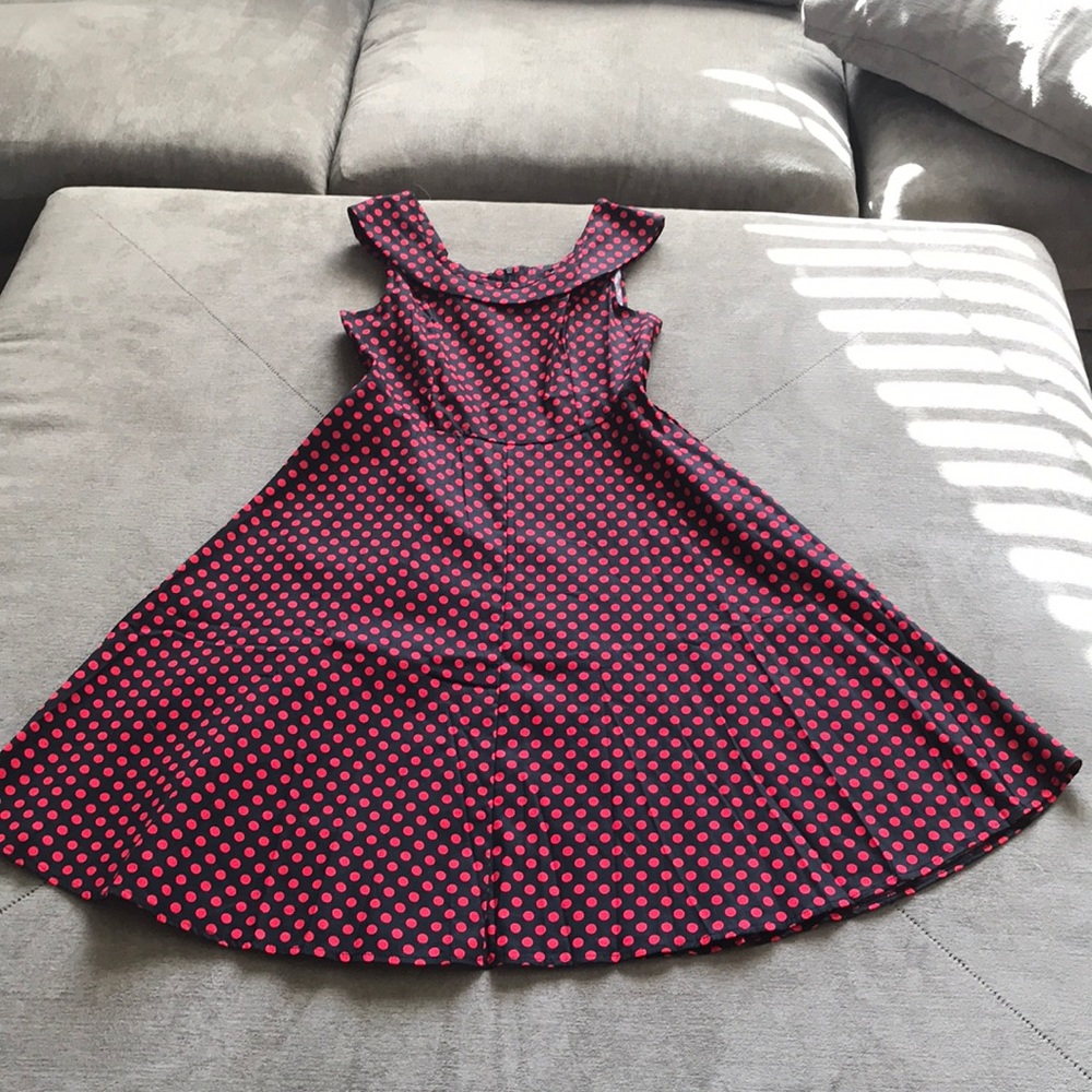 Red and Black Polka Dots Pin Up Style Dress.